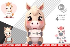 Valentine Horse Cartoon Clipart Product Image 1