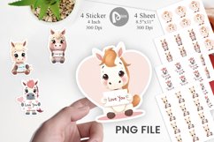 Valentine Horse Cartoon Sticker Product Image 1