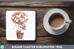 GorgeousValentine Hot Air Balloon Square Coaster design.
