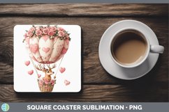 GorgeousValentine Hot Air Balloon Square Coaster design.