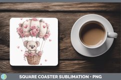 GorgeousValentine Hot Air Balloon Square Coaster design.