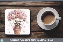 GorgeousValentine Hot Air Balloon Square Coaster design.