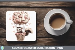 GorgeousValentine Hot Air Balloon Square Coaster design.