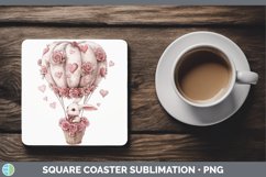 GorgeousValentine Hot Air Balloon Square Coaster design.