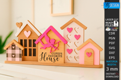 Valentine’s Day Houses Stand Laser Cut Bundle | 3D Village Product Image 14