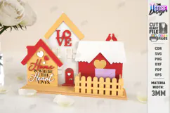 Valentine House Village Stand Laser Cut | 3D Village Stand Product Image 1