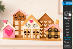 Valentine’s Day Houses Stand Laser Cut Bundle | 3D Village Product Image 15