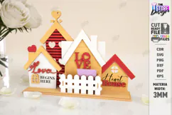 Valentine House Village Stand Laser Cut | 3D Village Stand Product Image 1
