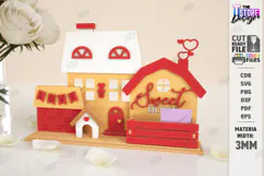 Valentine House Village Stand Laser Cut | 3D Village Stand Product Image 1