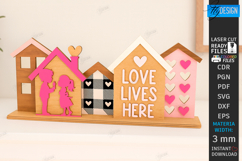 Valentine’s Day Houses Stand Laser Cut Bundle | 3D Village Product Image 2