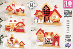 Valentine House Village Stands Laser Cut Bundle | 3D Village Product Image 1
