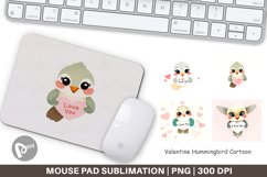 Mouse Pad Valentine Hummingbird Cartoon Product Image 1