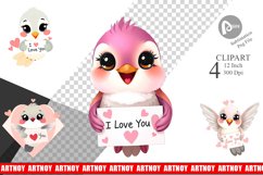 Valentine Hummingbird Cartoon Clipart Product Image 1