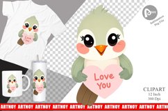 Valentine Hummingbird Cartoon Clipart Product Image 1