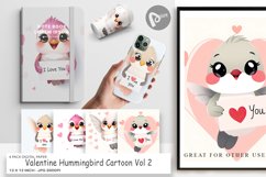 Digital Paper Valentine Hummingbird Cartoon Product Image 1