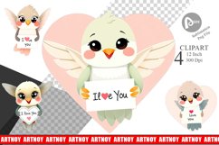 Valentine Hummingbird Cartoon Clipart Product Image 1