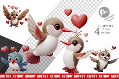 Valentine Hummingbird Clipart Product Image 1