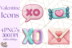 Cute Valentine Icons PNG Pastel Love Clipart Illustrations Product Image 1