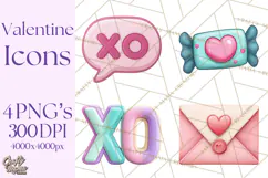 Cute Valentine Icons PNG Pastel Love Clipart Illustrations Product Image 1