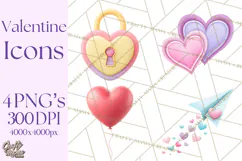 Cute Valentine Icons PNG Pastel Love Clipart Illustrations Product Image 1