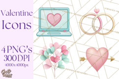 Cute Valentine Icons PNG Pastel Love Clipart Illustrations Product Image 1