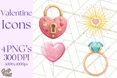 Cute Valentine Icons PNG Pastel Love Clipart Illustrations Product Image 1