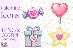 Cute Valentine Icons PNG Pastel Love Clipart Illustrations Product Image 1