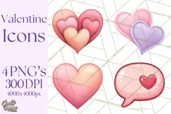 Cute Valentine Icons PNG Pastel Love Clipart Illustrations Product Image 1