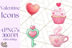Cute Valentine Icons PNG Pastel Love Clipart Illustrations Product Image 1
