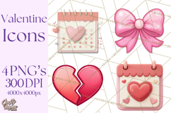 Cute Valentine Icons PNG Pastel Love Clipart Illustrations Product Image 1