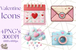 Cute Valentine Icons PNG Pastel Love Clipart Illustrations Product Image 1