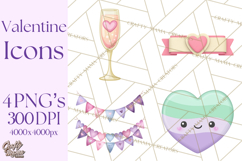 Cute Valentine Icons PNG Pastel Love Clipart Illustrations Product Image 1