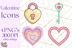 Cute Valentine Icons PNG Pastel Love Clipart Illustrations Product Image 1