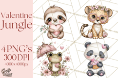 Valentine Jungle Animals PNG, Mini World, Cute Safari Hearts Product Image 1