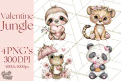 Valentine Jungle Animals PNG, Mini World, Cute Safari Hearts Product Image 1