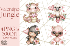 Valentine Jungle Animals PNG, Mini World, Cute Safari Hearts Product Image 1