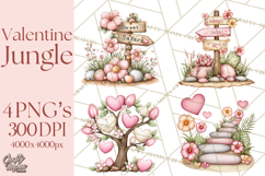 Valentine Jungle Animals PNG, Mini World, Cute Safari Hearts Product Image 1