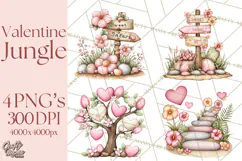 Valentine Jungle Animals PNG, Mini World, Cute Safari Hearts Product Image 1