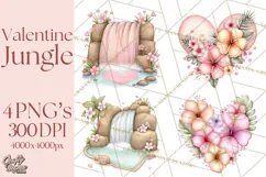 Valentine Jungle Animals PNG, Mini World, Cute Safari Hearts Product Image 1