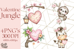 Valentine Jungle Animals PNG, Mini World, Cute Safari Hearts Product Image 1