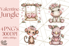 Valentine Jungle Animals PNG, Mini World, Cute Safari Hearts Product Image 1