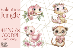 Valentine Jungle Animals PNG, Mini World, Cute Safari Hearts Product Image 1