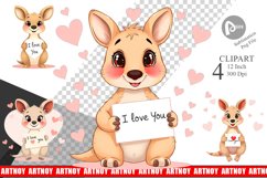 Valentine Kangaroo Cartoon Clipart Product Image 1