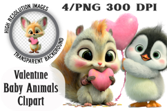 Valentine Kawaii Baby Animals Clipart Product Image 1