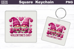 Valentine Square Keychain | Gnome Heart Sublimation Product Image 1