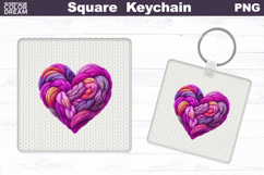 Valentine Square Keychain | Heart Sublimation Product Image 1