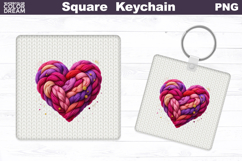 Valentine Square Keychain | Heart Sublimation Product Image 1