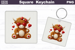 Valentine Square Keychain | Highland Cow Sublimation Product Image 1