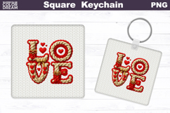 Valentine Square Keychain | Love Sublimation Product Image 1