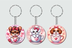 Valentine Keychain Bundle Dog Round Keychain Sublimation
